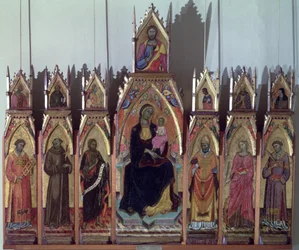 Madone et enfant, Christ et saints, 1393